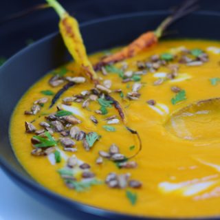 Creamy Carrot Parsnip Soup with Spoon