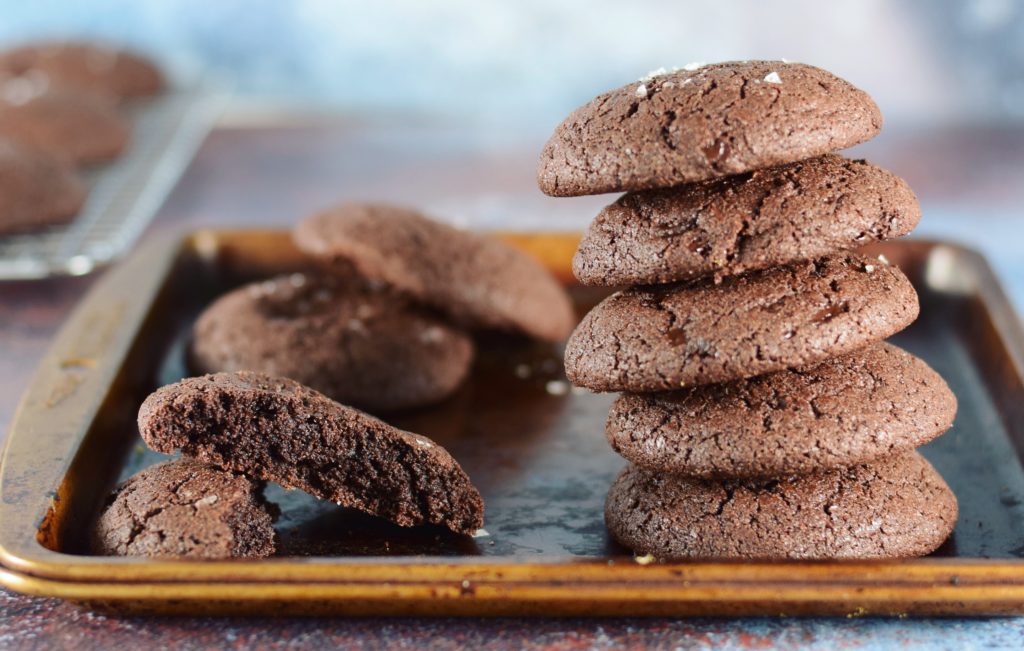 Salted Double Chocolate Spice Cookies Stack