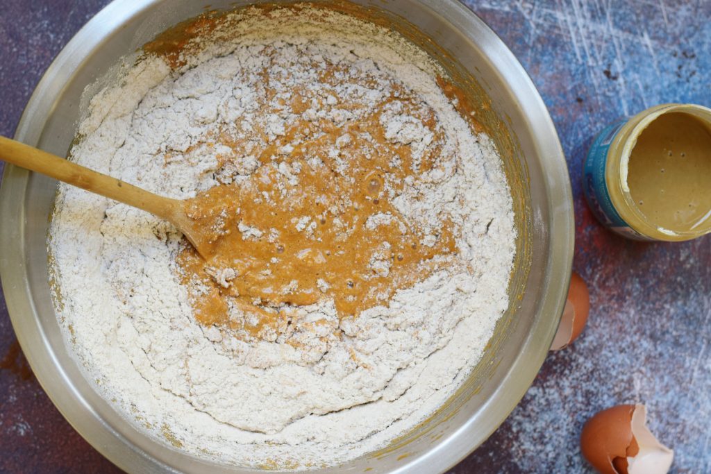 Mixing Paleo Tahini SweetPotato Muffin Batter
