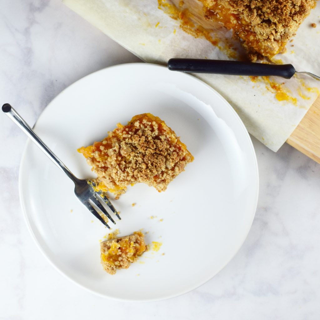 Roasted Apricot Crumb Bar with Fork 3