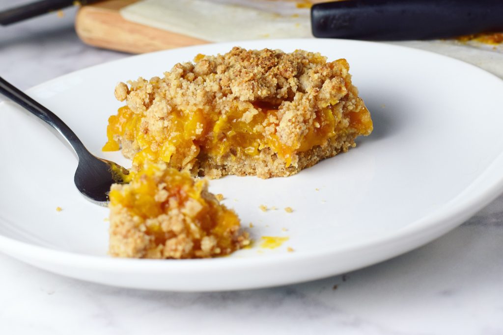 Roasted Apricot Crumb Bar with Fork 4