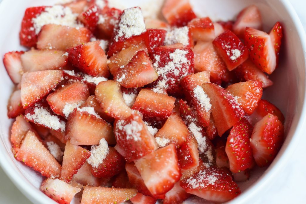 sugared strawberries before tossing